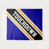 TOUCHDOWN Bold Navy Blauw Geel Wit Strepen Wandkleed (Voorkant (horizontaal))