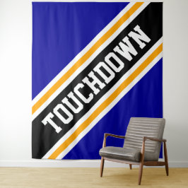 TOUCHDOWN Bold Navy Blauw Geel Wit Strepen Wandkleed