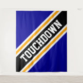 TOUCHDOWN Bold Navy Blauw Geel Wit Strepen Wandkleed (Voorkant)