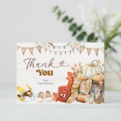 Touchdown en Tiny Toes Baby Shower Bedankkaart (Staand voorkant)