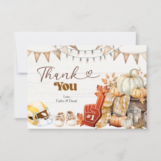 Touchdown en Tiny Toes Baby shower Bedankt Card (Voorkant)