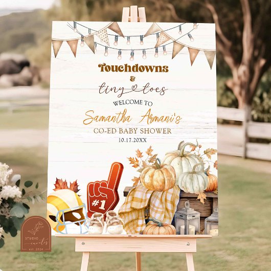 Touchdown en Tiny Toes Baby Shower Welkom Bord Poster
