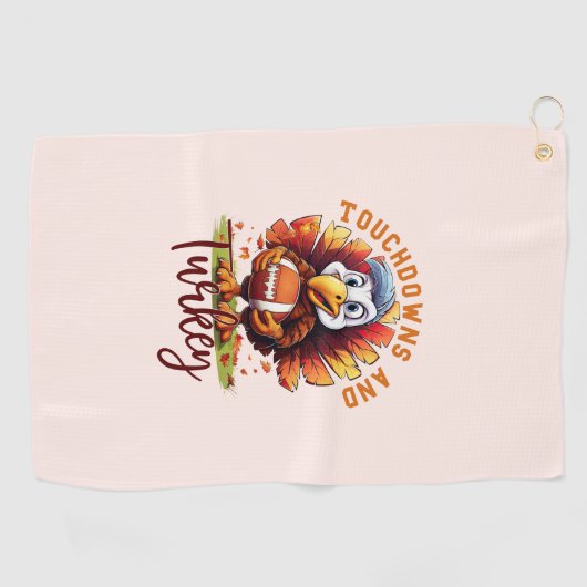 Touchdown en Turkije Thanksgiving Golfhanddoek (Horizontaal)