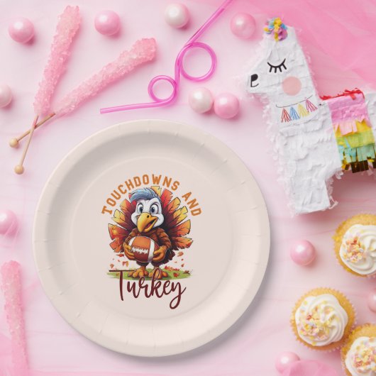 Touchdown en Turkije Thanksgiving Papieren Bordje (Feest)