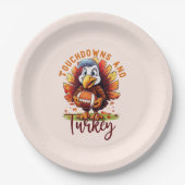 Touchdown en Turkije Thanksgiving Papieren Bordje (Voorkant)