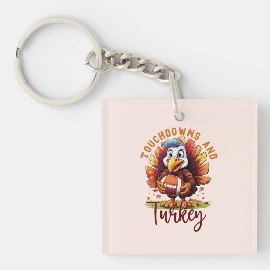 Touchdown en Turkije Thanksgiving Sleutelhanger (Voorkant)