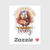 Touchdown en Turkije Thanksgiving Sticker (Vel)