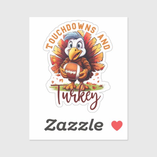Touchdown en Turkije Thanksgiving Sticker (Vel)