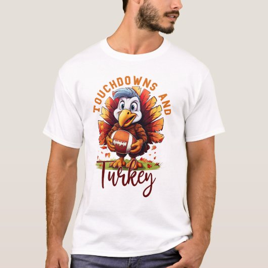 Touchdown en Turkije Thanksgiving T-shirt (Voorkant)