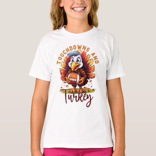 Touchdown en Turkije Thanksgiving T-shirt (Voorkant)