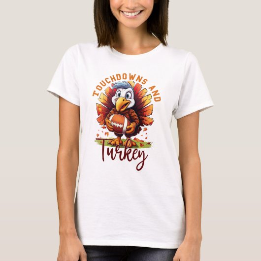 Touchdown en Turkije Thanksgiving T-shirt (Voorkant)
