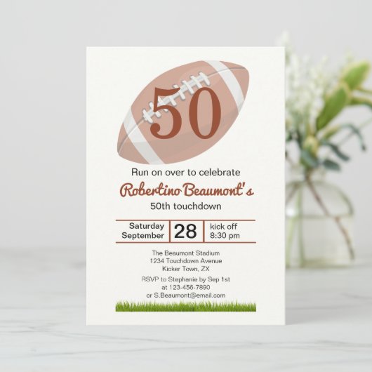 Touchdown Fifty Funny Football 50th Birthday Kaart (Staand voorkant)