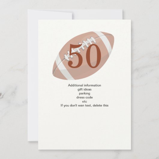 Touchdown Fifty Funny Football 50th Birthday Kaart (Achterkant)