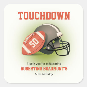 Touchdown Fifty Vintage Voetbal 50e Verjaardag Vierkante Sticker