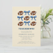 Touchdown Football  and Bows Baby Shower  Kaart (Staand voorkant)
