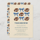 Touchdown Football  and Bows Baby Shower  Kaart (Voorkant / Achterkant)
