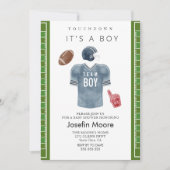 Touchdown football team boy baby shower kaart (Voorkant)