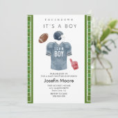 Touchdown football team boy baby shower kaart (Staand voorkant)
