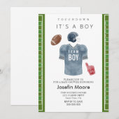 Touchdown football team boy baby shower kaart (Voorkant / Achterkant)