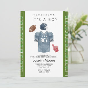 Touchdown football team boy baby shower kaart