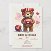 Touchdown Football Teddy Bear Valentijnsdag Kaart (Voorkant)
