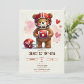 Touchdown Football Teddy Bear Valentijnsdag Kaart (Staand voorkant)