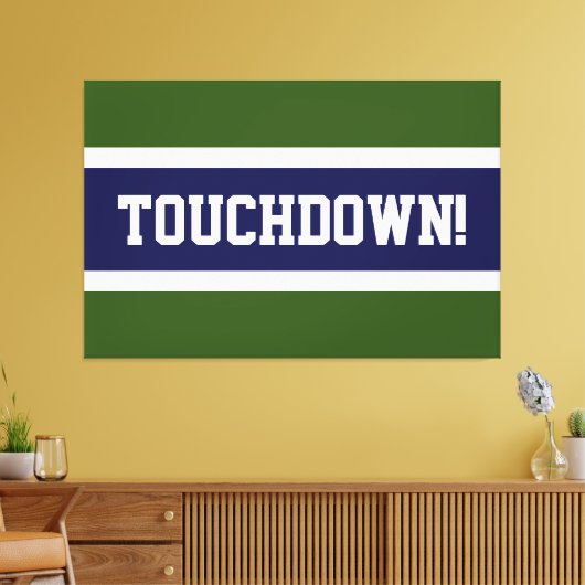 TOUCHDOWN Forest Groen Wit Marine Blauwe Strepen Canvas Afdruk (Insitu (Woonkamer))