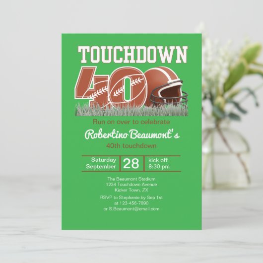 Touchdown Forty Funny Football 40ste verjaardag Kaart (Staand voorkant)