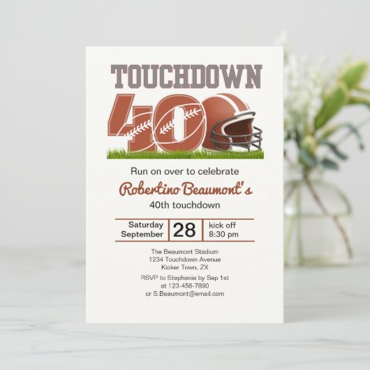 Touchdown Forty Funny Football 40ste verjaardag Kaart (Staand voorkant)