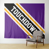 TOUCHDOWN Fun Paarse Zwart Geel Slant Stripes Wandkleed (In Situ (horizontaal))