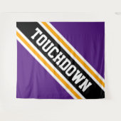 TOUCHDOWN Fun Paarse Zwart Geel Slant Stripes Wandkleed (Voorkant (horizontaal))
