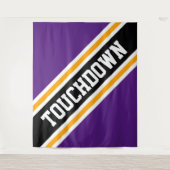 TOUCHDOWN Fun Paarse Zwart Geel Slant Stripes Wandkleed (Voorkant)