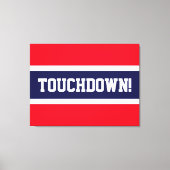 TOUCHDOWN Helder Rood Wit Navy Blauwe Strepen Canvas Afdruk (Voorkant)