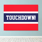 TOUCHDOWN Helder Rood Wit Navy Blauwe Strepen Canvas Afdruk (Insitu (Houten vloer))