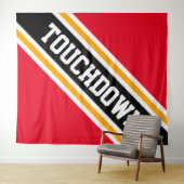 TOUCHDOWN Helder Rood Zwart Geel Slant Stripes Wandkleed (In Situ (horizontaal))