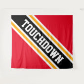 TOUCHDOWN Helder Rood Zwart Geel Slant Stripes Wandkleed (Voorkant (horizontaal))