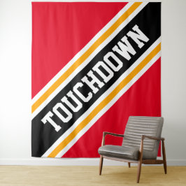 TOUCHDOWN Helder Rood Zwart Geel Slant Stripes Wandkleed