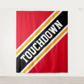TOUCHDOWN Helder Rood Zwart Geel Slant Stripes Wandkleed (Voorkant)