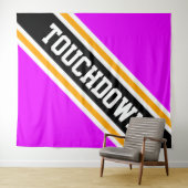 TOUCHDOWN Helder Roze Zwart Geel Slant Stripes Wandkleed (In Situ (horizontaal))