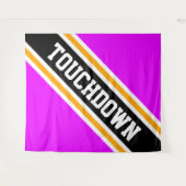 TOUCHDOWN Helder Roze Zwart Geel Slant Stripes Wandkleed (Voorkant (horizontaal))