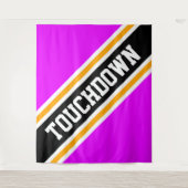 TOUCHDOWN Helder Roze Zwart Geel Slant Stripes Wandkleed (Voorkant)