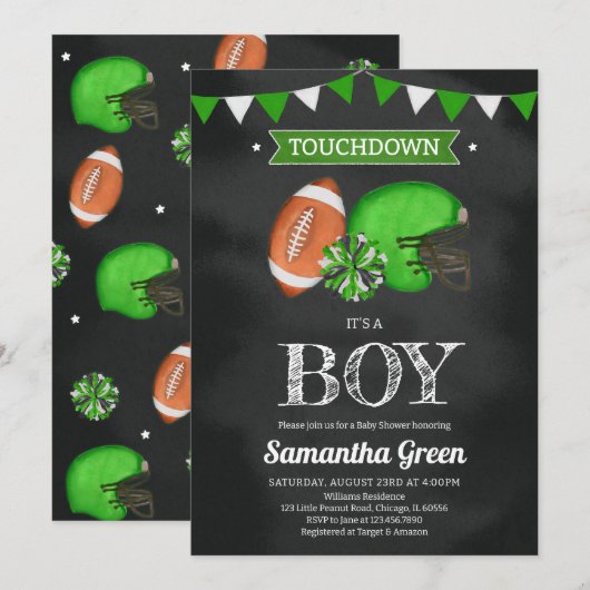 Touchdown Het is een Boy Baby shower Kaart (Voorkant / Achterkant)