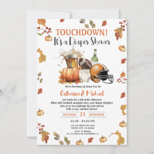 Touchdown het is een luier Baby shower Beer Pumpki Kaart