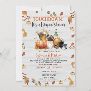 Touchdown het is een luier Baby shower Beer Pumpki Kaart
