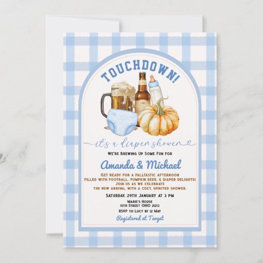 Touchdown het is een luierfeest Pumpkin Beer Fall Kaart (Voorkant)