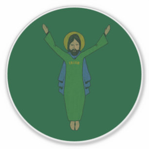 Touchdown Jesus  Distress Dark Green Sticker