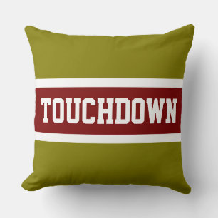 TOUCHDOWN Koele Rood Witte Gouden Olijf Strepen Kussen