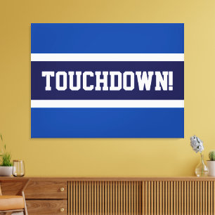 TOUCHDOWN Leuk Navy Bold Blauw Wit Grijze Strepen Canvas Afdruk