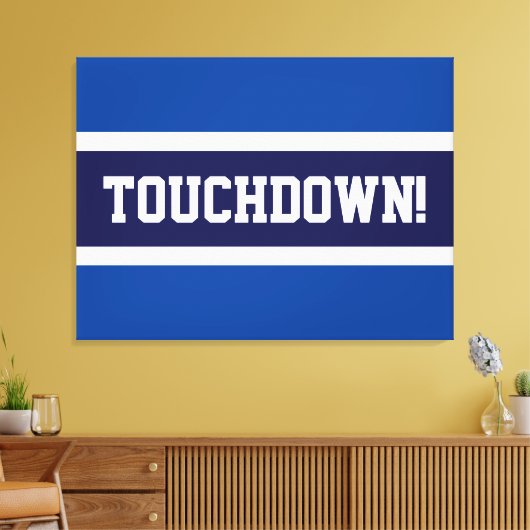 TOUCHDOWN Leuk Navy Bold Blauw Wit Grijze Strepen Canvas Afdruk (Insitu (Woonkamer))