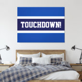TOUCHDOWN Leuk Navy Bold Blauw Wit Grijze Strepen Canvas Afdruk (Insitu (Slaapkamer))